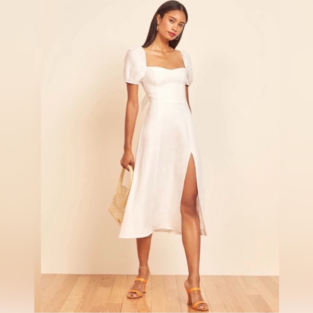 Reformation White Midi Dress with Effortless Charm